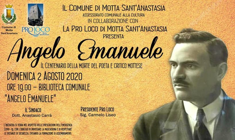 Motta S. Anastasia: domani la città ricorda Angelo Emanuele, poeta e novelliere. Ristampata la prima raccolta di componimenti