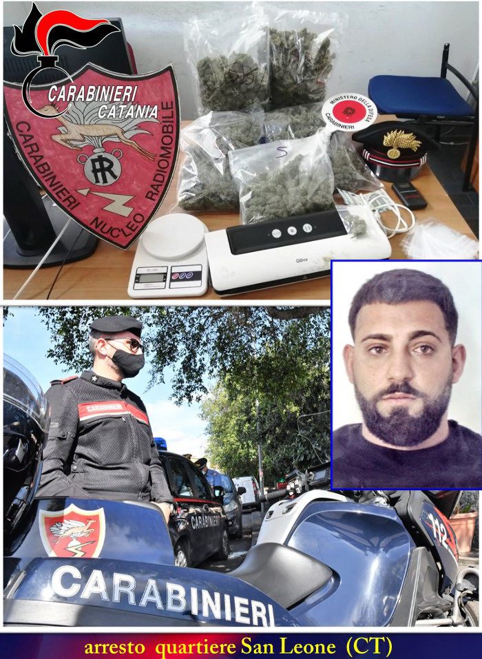 Catania, nascondeva 1,3 kg di marijuana in camera da letto: arrestato spacciatore 27enne di San Leone 