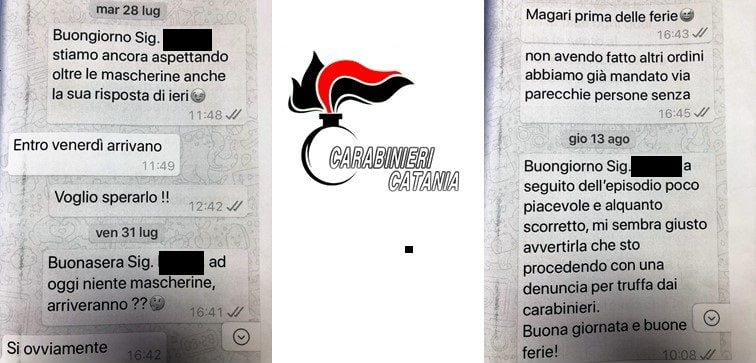 Catania, falso rappresentante vende via chat mascherine a farmacista: denunciato palermitano di 27 anni