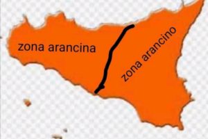 Sicilia Arancione divisa in due: Zona Arancino e Zona Arancina. La vignetta impazza sui social