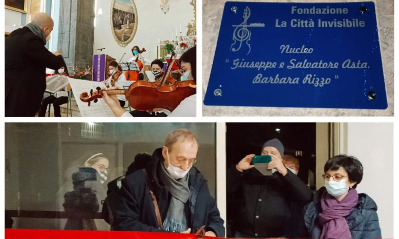 Adrano, dedicata ai gemellini Asta e alla mamma la seconda sede all’orchestra Falcone e Borsellino: l’ha inaugurata l’ex magistrato Carlo Palermo