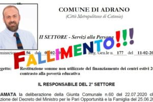 Adrano, il Comune restituisce al Governo 71 mila euro non spesi. Scardina: “E’ il totale fallimento”