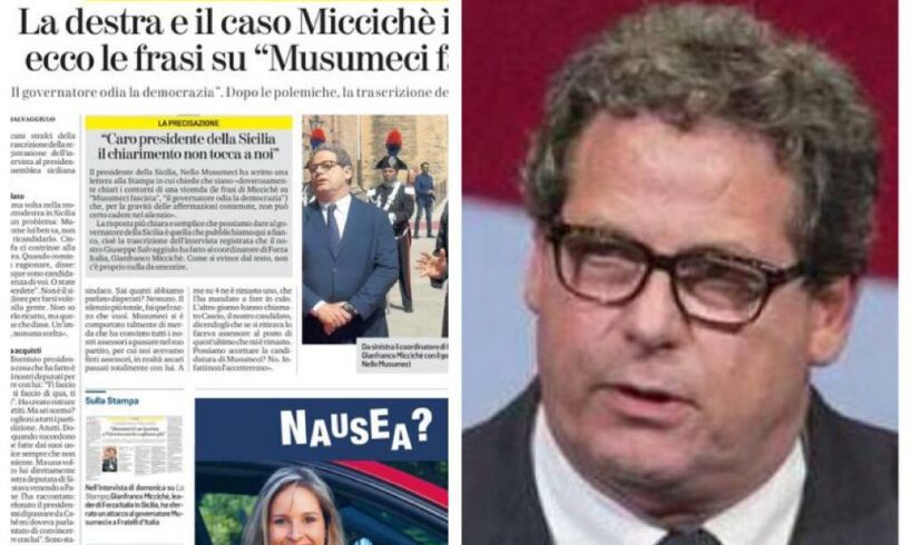 “Quel fascista di Musumeci”: La Stampa pubblica la trascrizione integrale dell’intervista (registrata) a Miccichè