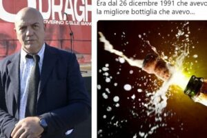 Il comunista Rizzo festeggia con la migliore bottiglia di spumante la morte di Gorbaciov: il tweet che sconcerta