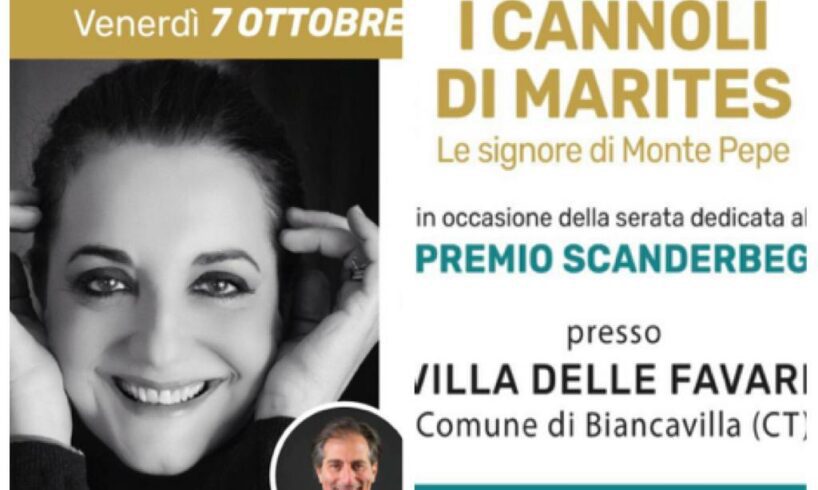 Biancavilla, ‘Premio Scanderbeg’ il 7 ottobre: a Villa delle Favare Catena Fiorello presenta il suo libro