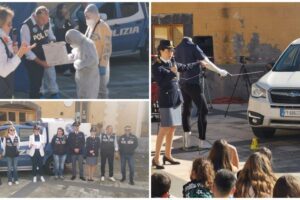 Una rappresentanza di studenti delle scuole medie “Sturzo” e “Bruno” ha ricevuto stamattina il riconoscimento di “Poliziotto per un giorno” in occasione della visita a Biancavilla di un gruppo di investigatori della Sezione di Polizia Scientifica della Questura di Catania.