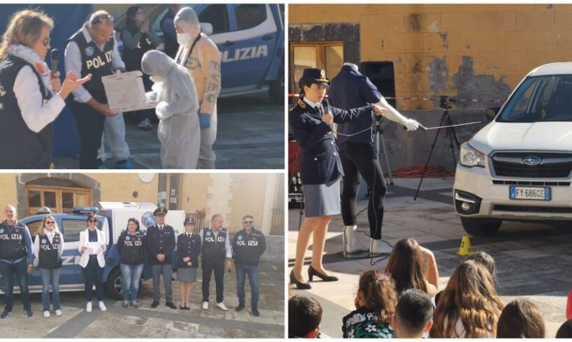 Una rappresentanza di studenti delle scuole medie “Sturzo” e “Bruno” ha ricevuto stamattina il riconoscimento di “Poliziotto per un giorno” in occasione della visita a Biancavilla di un gruppo di investigatori della Sezione di Polizia Scientifica della Questura di Catania.