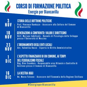 Biancavilla, al via il 3 corso di formazione politica: cinque incontri promossi dal gruppo “Energie”