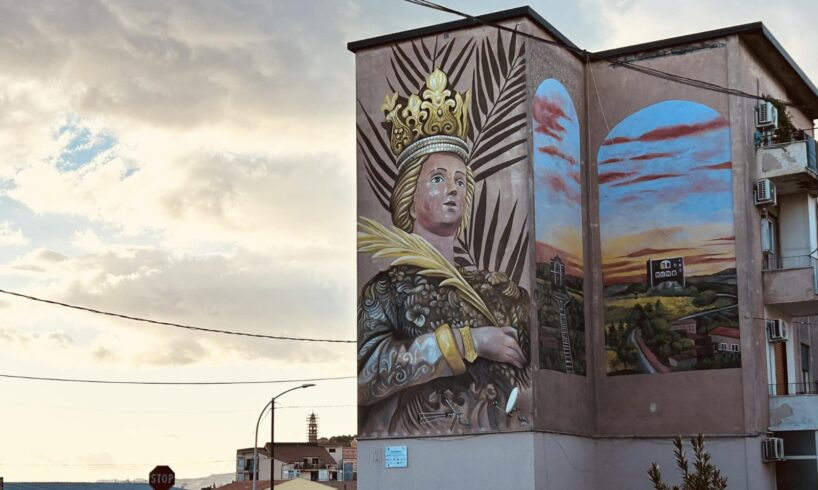 Paternò, murales di Santa Barbara firmato Ligama: sui muri tra via Scala Vecchia e via Balatelle