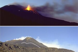 Etna, studio Ingv su deformazioni del vulcano: in 21 anni oltre 10 mln di metri cubi di magma hanno provocato un ‘rigonfiamento’