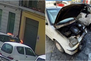 Adrano, due uomini di 44 e 40 anni gli incendiari di un’auto in Piazza Mercato: denunciati a piede libero