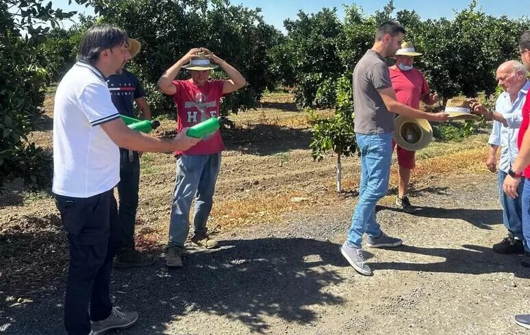 Catania, kit contro i colpi di calore a operai azienda agricola: borraccia termica e cappello a tesa larga