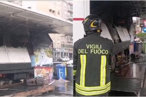 Catania, in fiamme camion dei panini vicino alla Stazione Centrale: incerte le cause del rogo