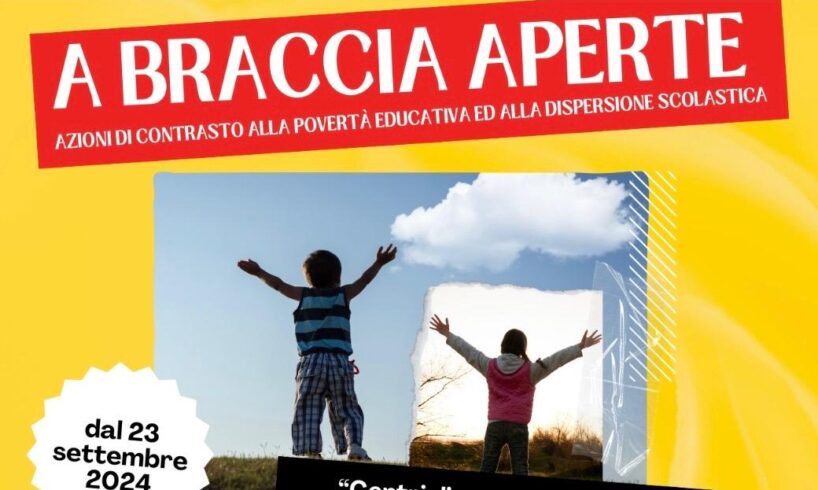 Adrano, al via il progetto “A Braccia Aperte” contro dispersione scolastica e povertà educativa: coinvolge bambini dai 5 ai 10 anni